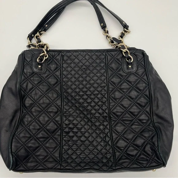 Brooks Brothers Black Quilted Lambskin Bag with beautiful Gold color Accents
